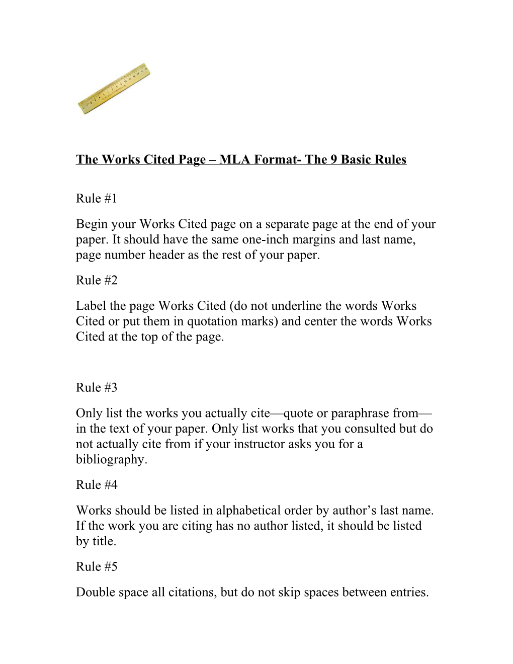 The Works Cited Page MLA Format- the 9 Basic Rules