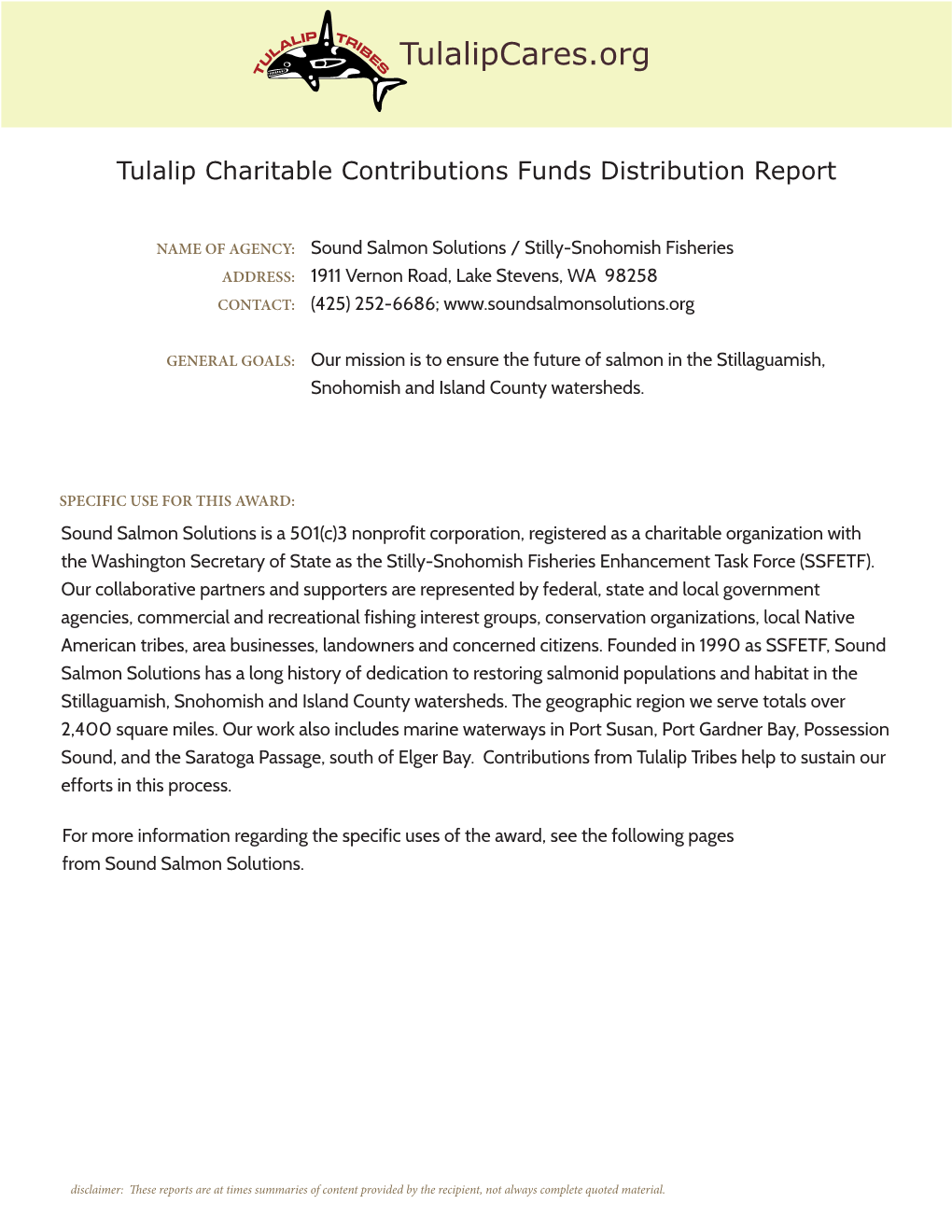 Charity Report