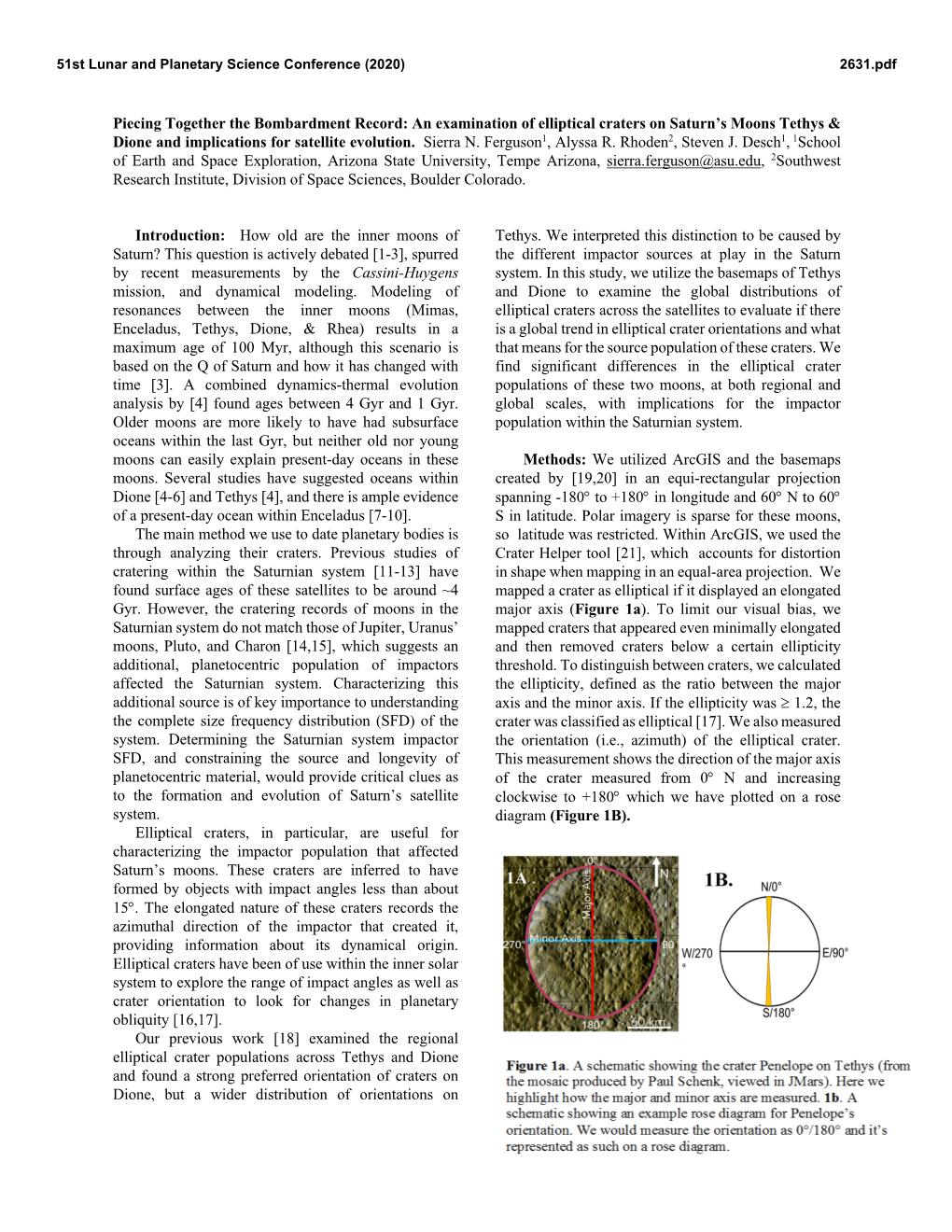 An Examination of Elliptical Craters on Saturn's Moons Tethys & Dione And