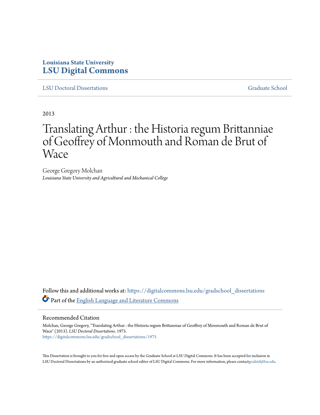 The Historia Regum Brittanniae of Geoffrey of Monmouth and Roman