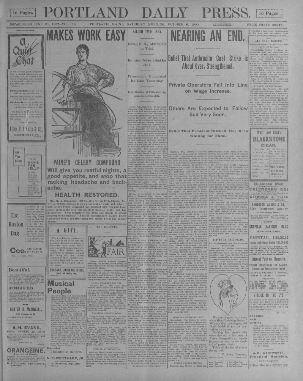 Portland Daily Press: October 6, 1900
