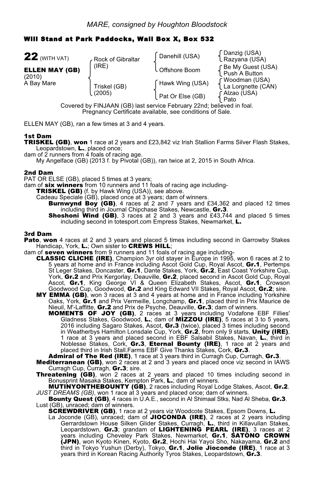 MARE, Consigned by Houghton Bloodstock