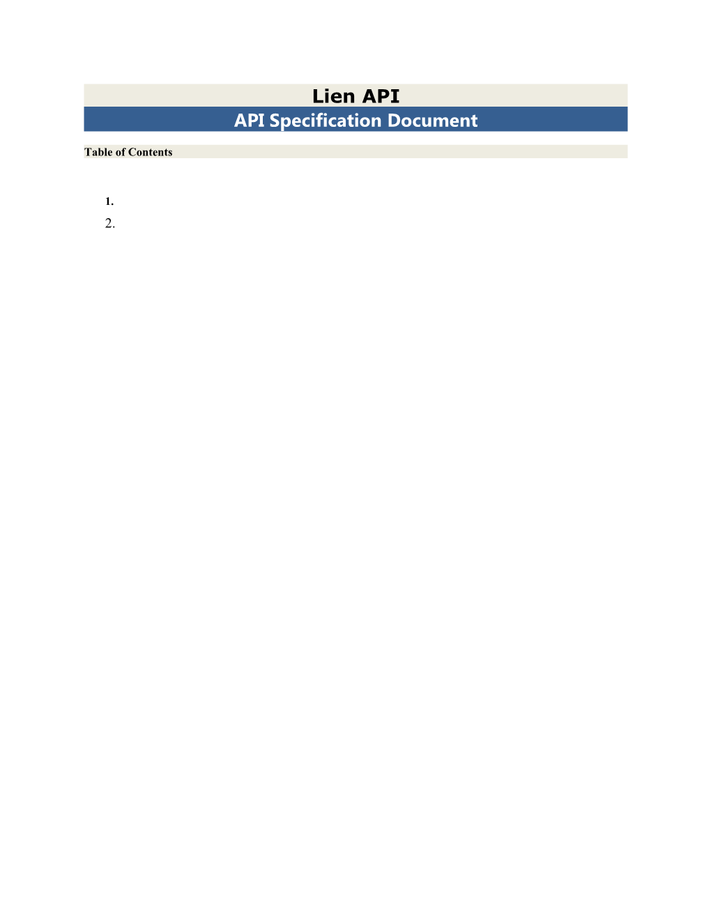 API Specification Document