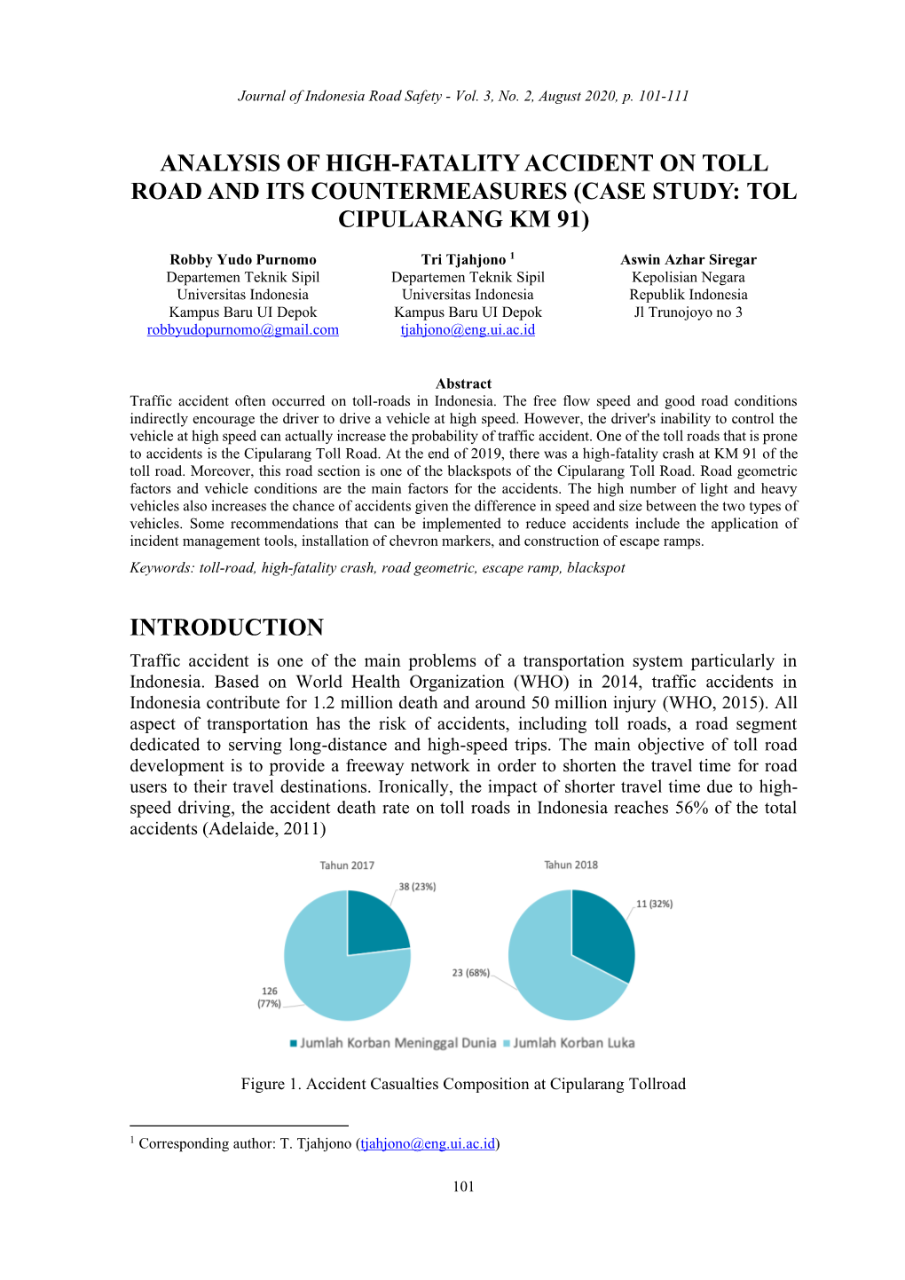 Analysis of High-Fatality Accident on Toll Road and Its Countermeasures (Case Study: Tol Cipularang Km 91)