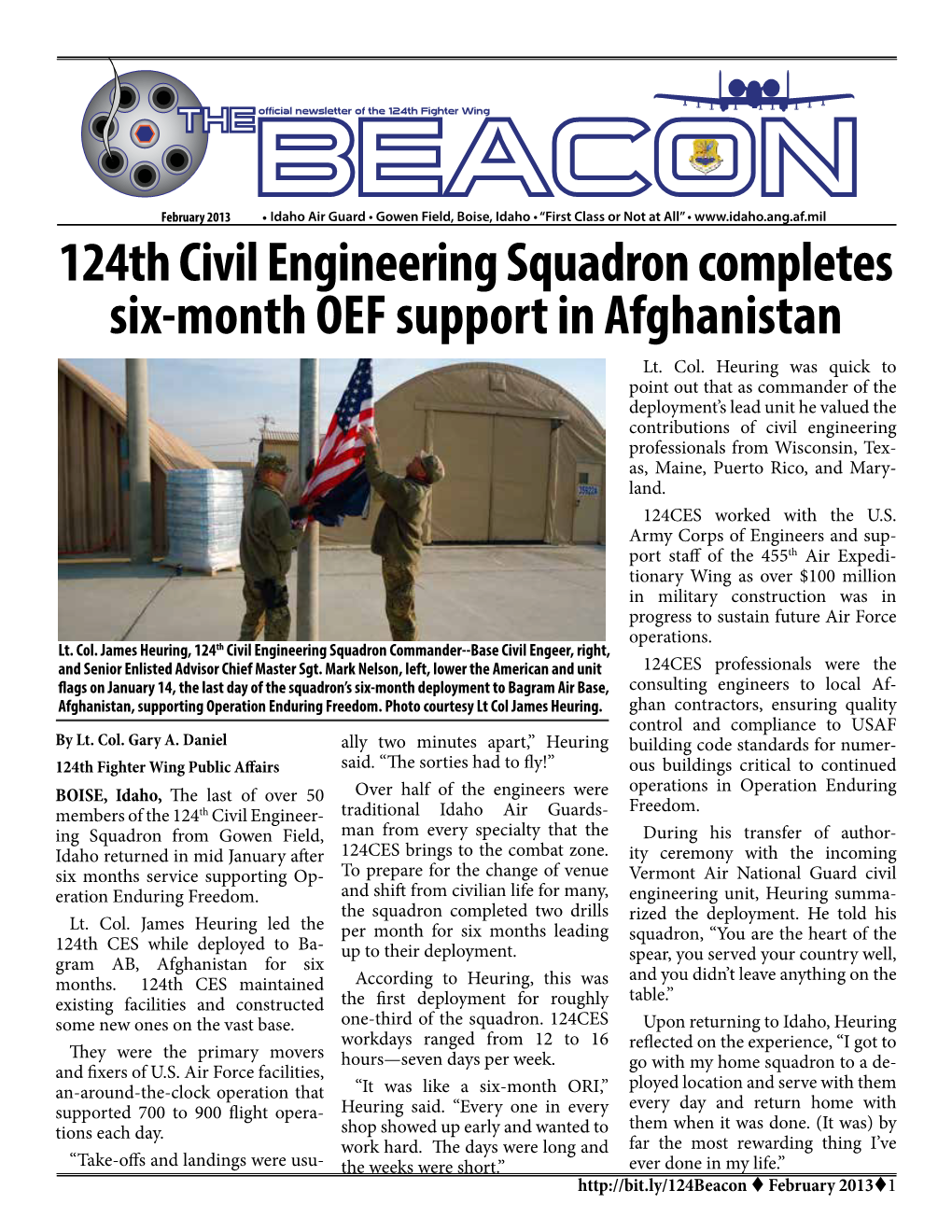 124Th Civil Engineering Squadron Completes Six-Month OEF Support in Afghanistan Lt