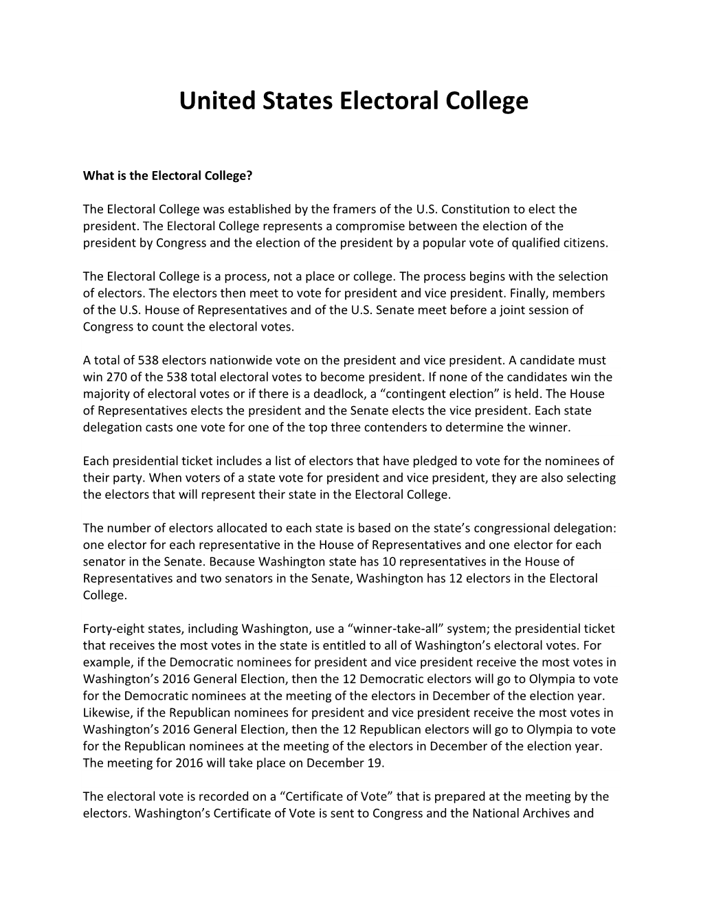 United States Electoral College