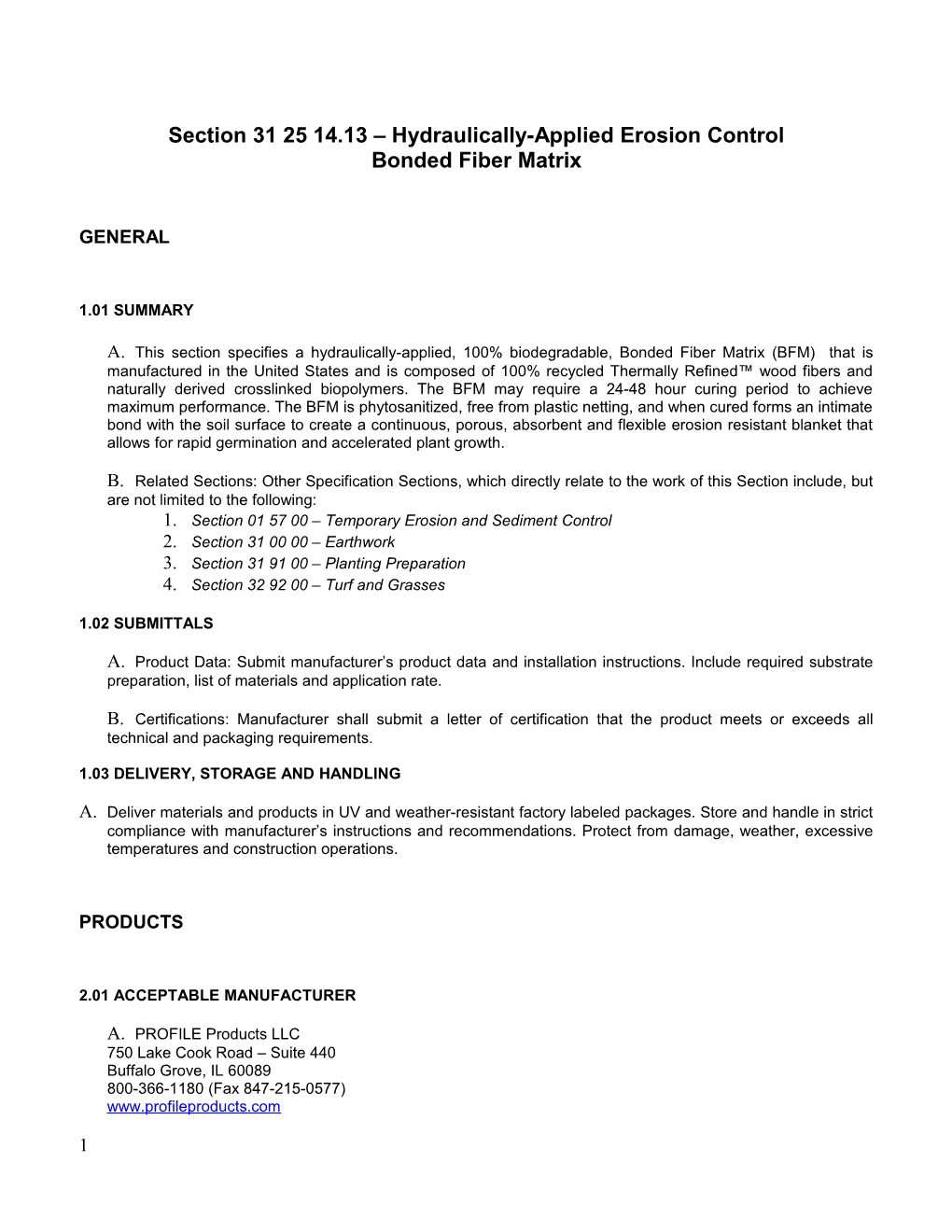 Section 32 92 13 Hydromulching Flexible Growth Medium s1