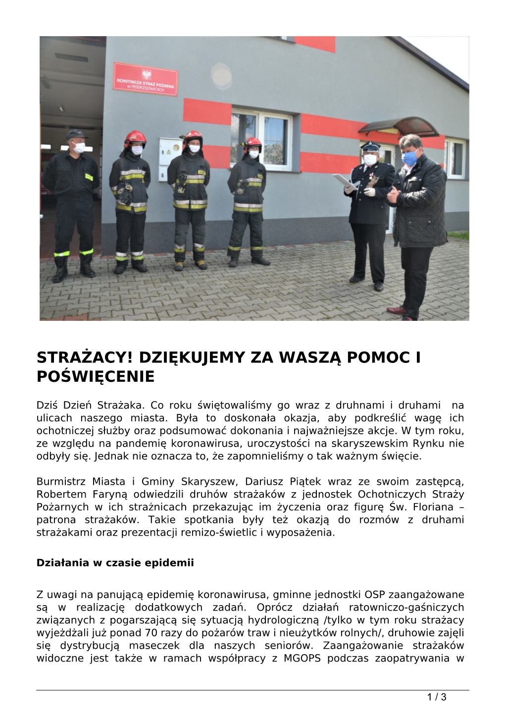 Strażacy! Dziękujemy Za Waszą Pomoc I Poświęcenie