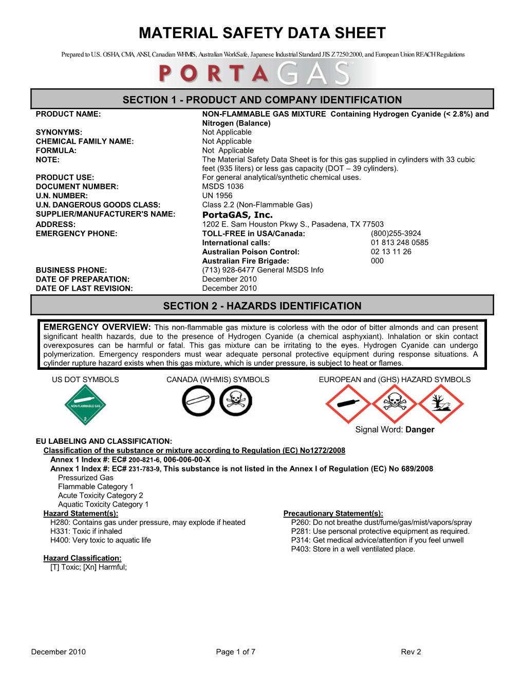 Material Safety Data Sheet