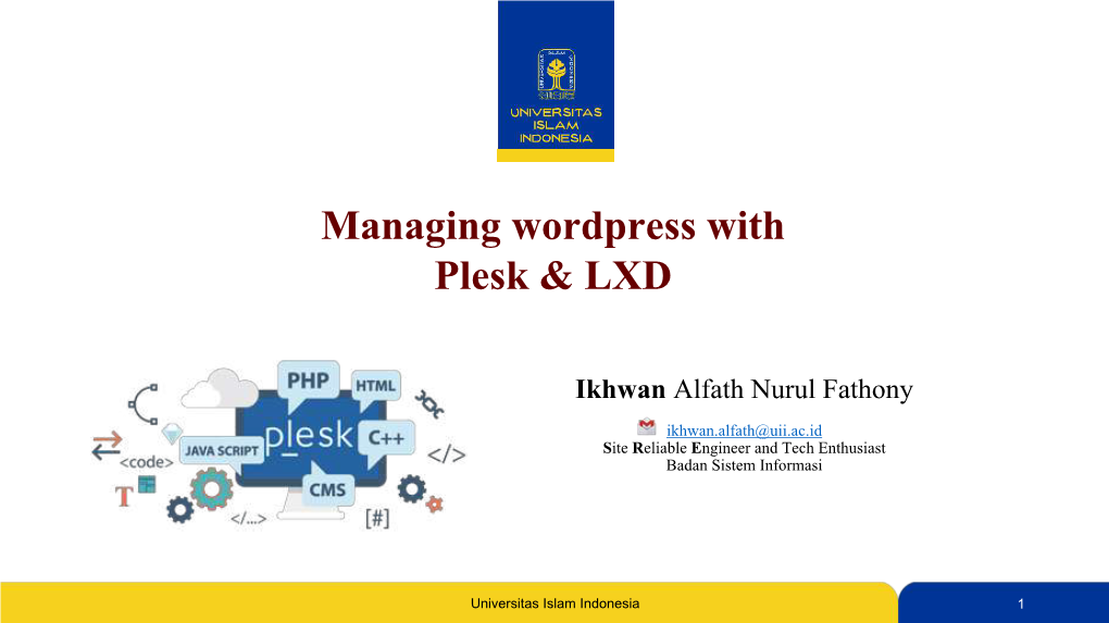 Managing Wordpress with Plesk &