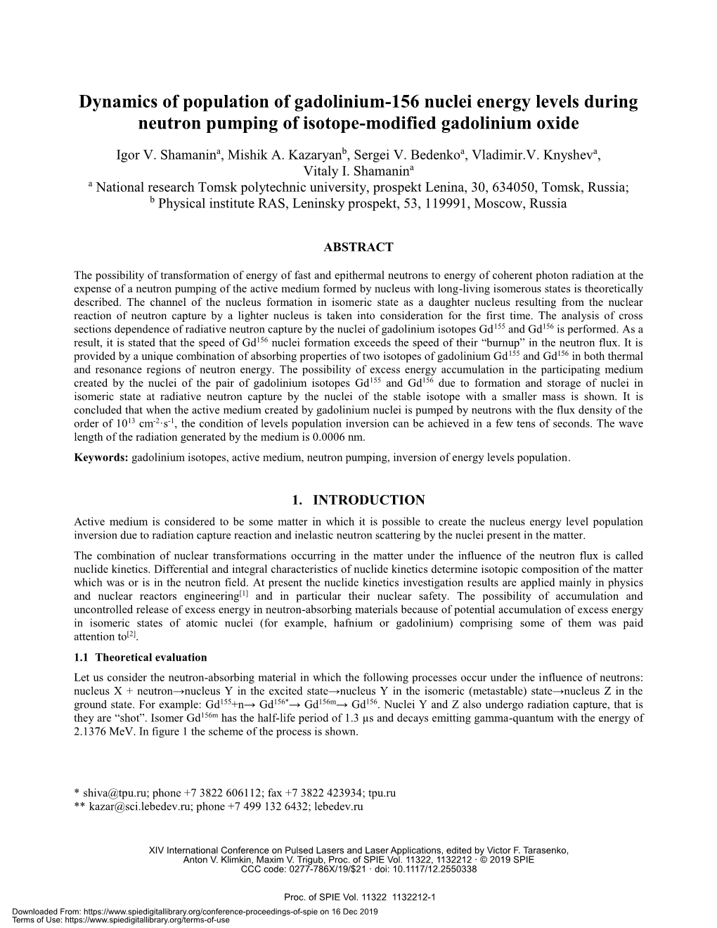 Dynamics of Population of Gadolinium-156 Nuclei Energy Levels During Neutron Pumping of Isotope-Modified Gadolinium Oxide