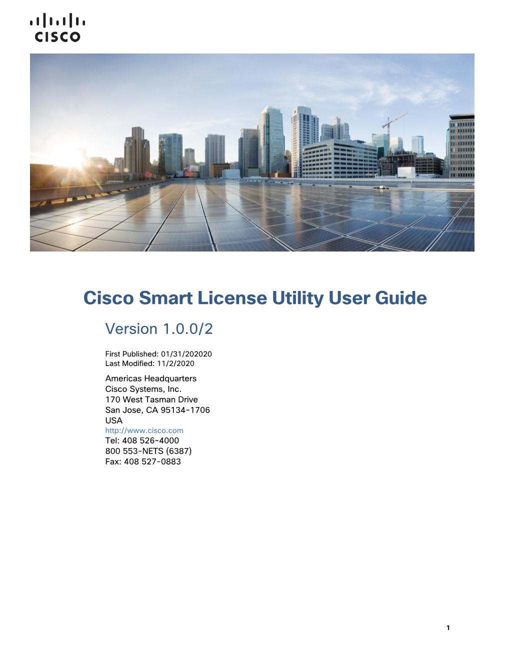 Cisco Smart License Utility User Guide Version 1.0.0/2
