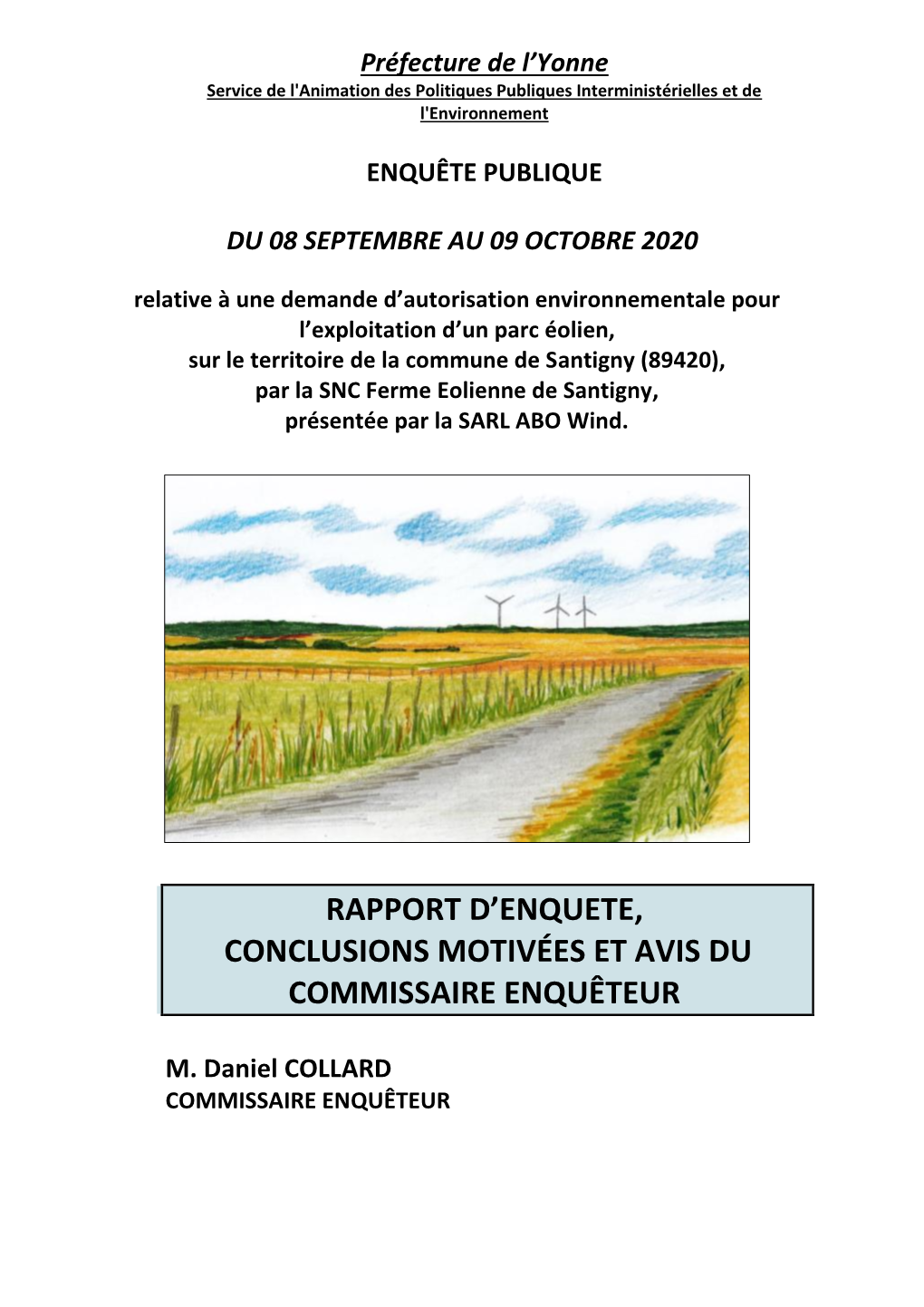 Enquête Publique Du 08 Septembre Au 09 Octobre 2020