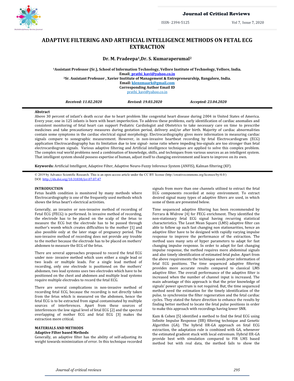 Adaptive Filtering and Artificial Intelligence Methods on Fetal Ecg Extraction