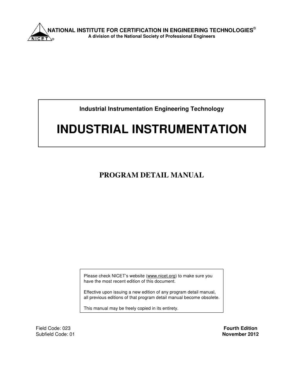 Industrial Instrumentation Engineering Technology