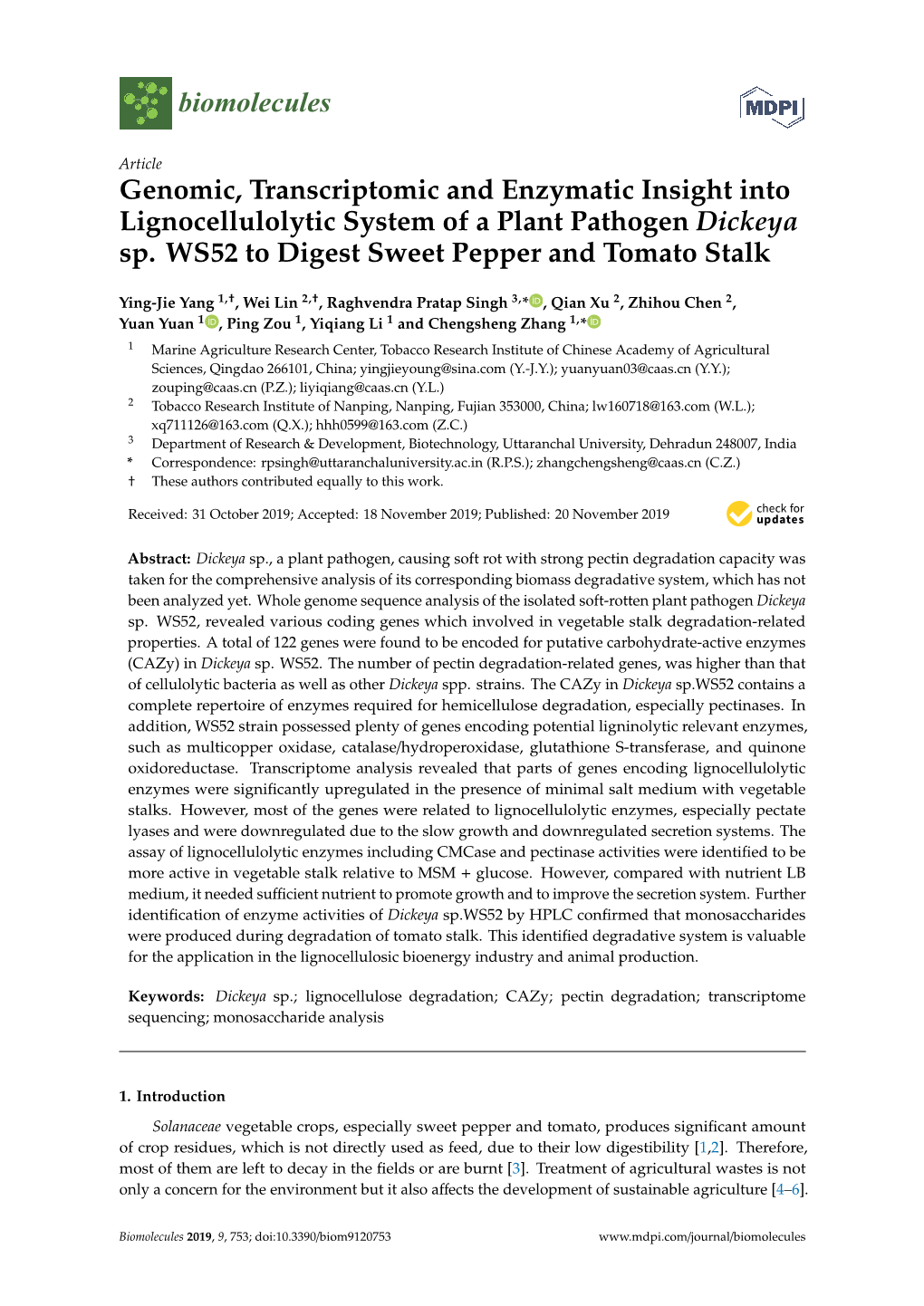 Genomic, Transcriptomic and Enzymatic Insight Into Lignocellulolytic System of a Plant Pathogen Dickeya Sp