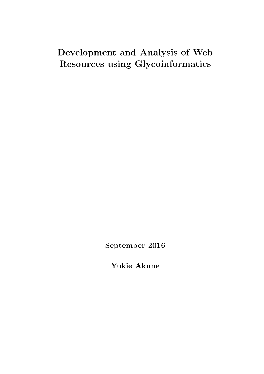 Development and Analysis of Web Resources Using Glycoinformatics