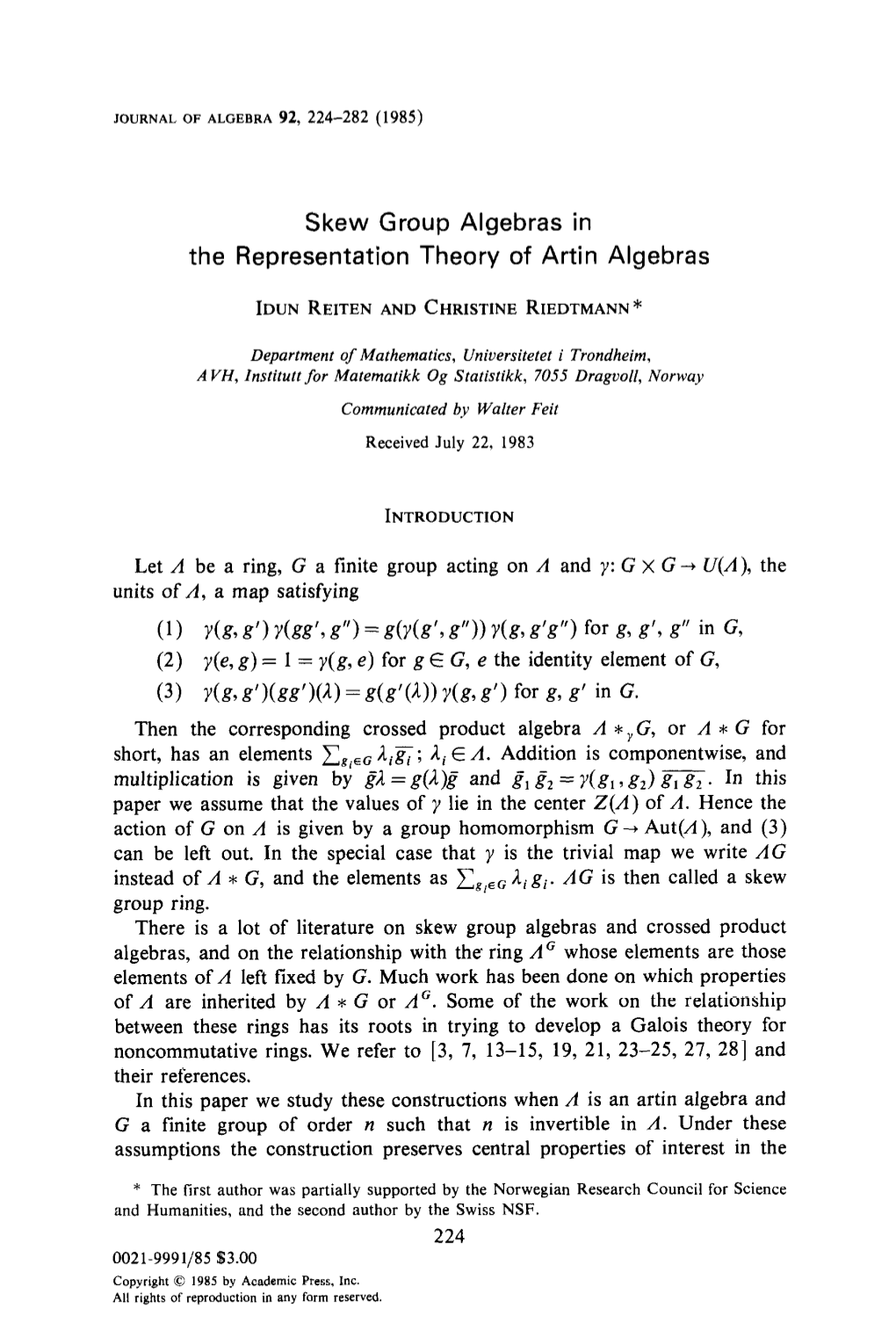 Skew Group Algebras in the Representation Theory of Artin Algebras