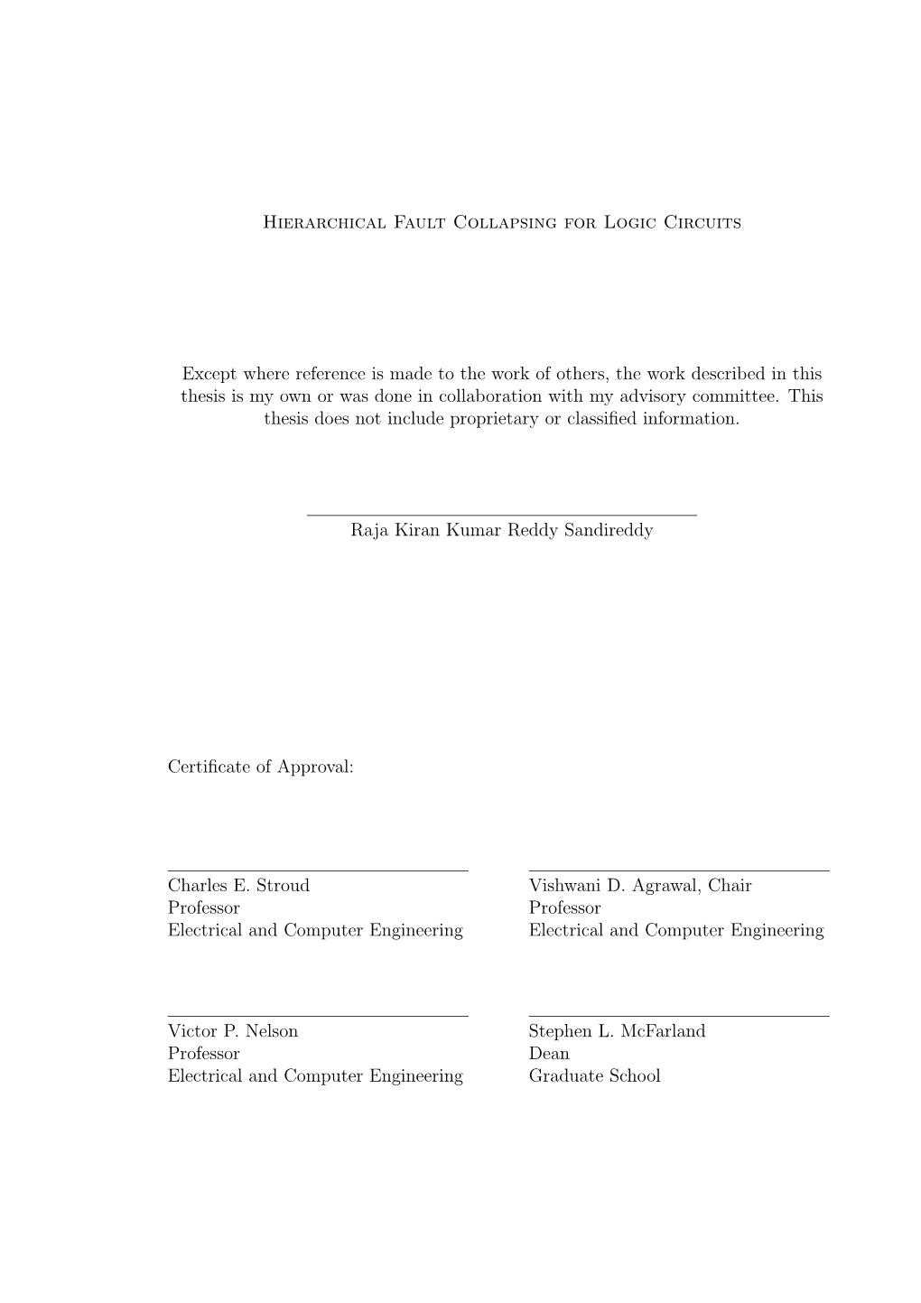 Hierarchical Fault Collapsing for Logic Circuits