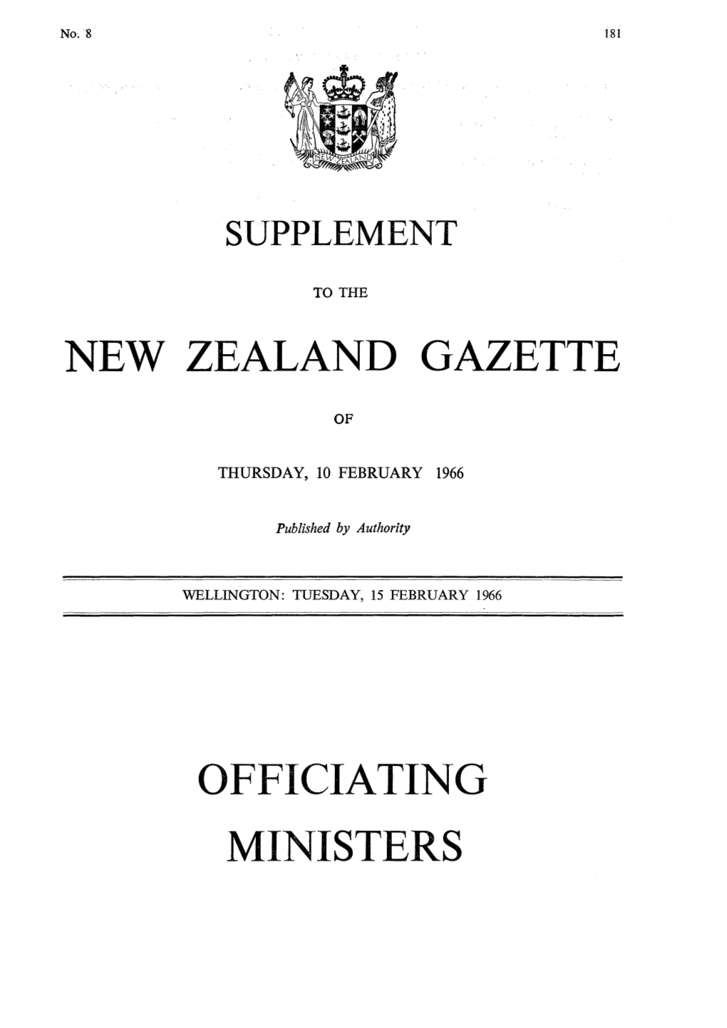 New Zealand Gazette Officiating Ministers