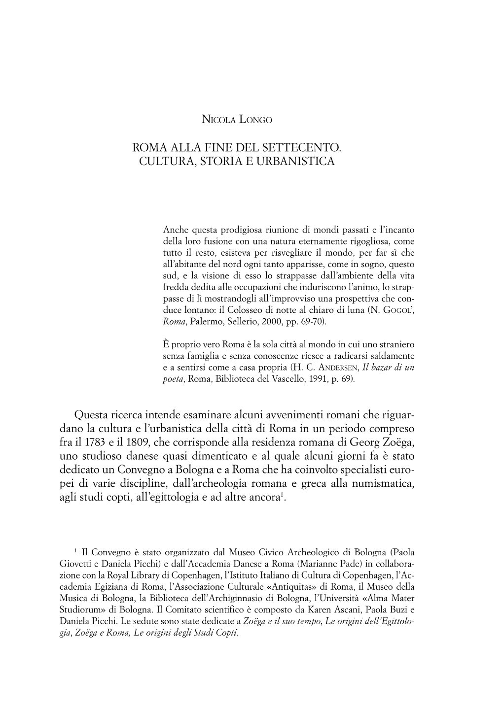 Roma Alla Fine Del Settecento. Cultura, Storia E Urbanistica Questa