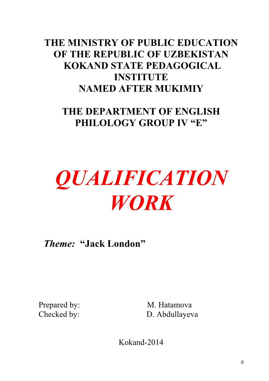 Qualification Work