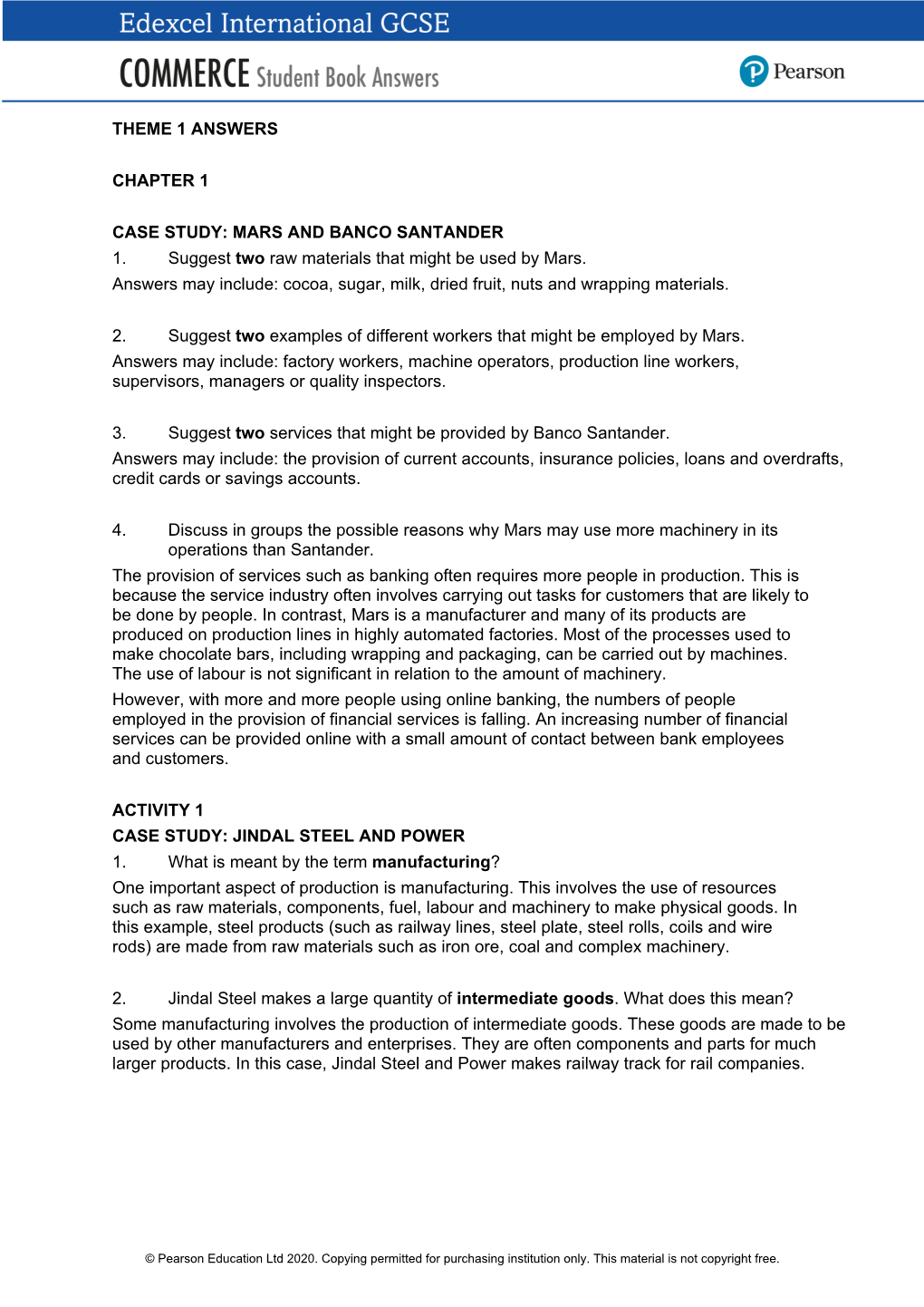 Theme 1 Answers Chapter 1 Case Study