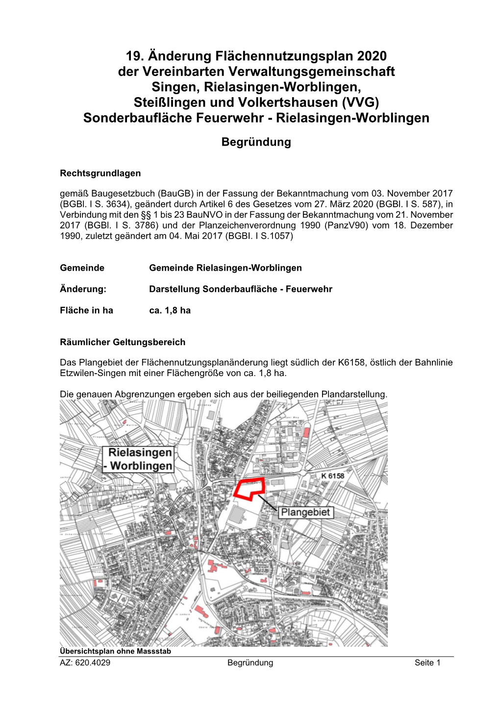 19. Änderung Flächennutzungsplan 2020 Der Vereinbarten