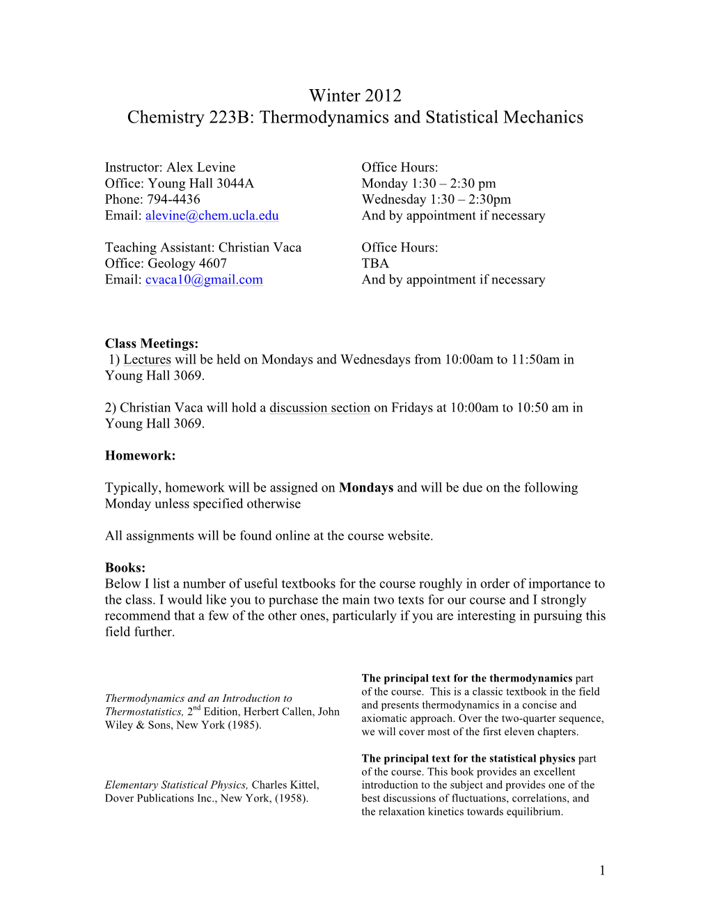 Thermodynamics and Statistical Mechanics