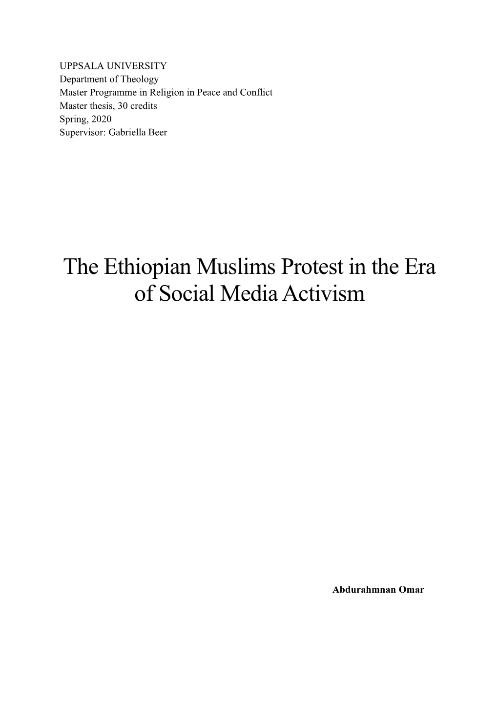 The Ethiopian Muslims Protest in the Era of Social Media Activism