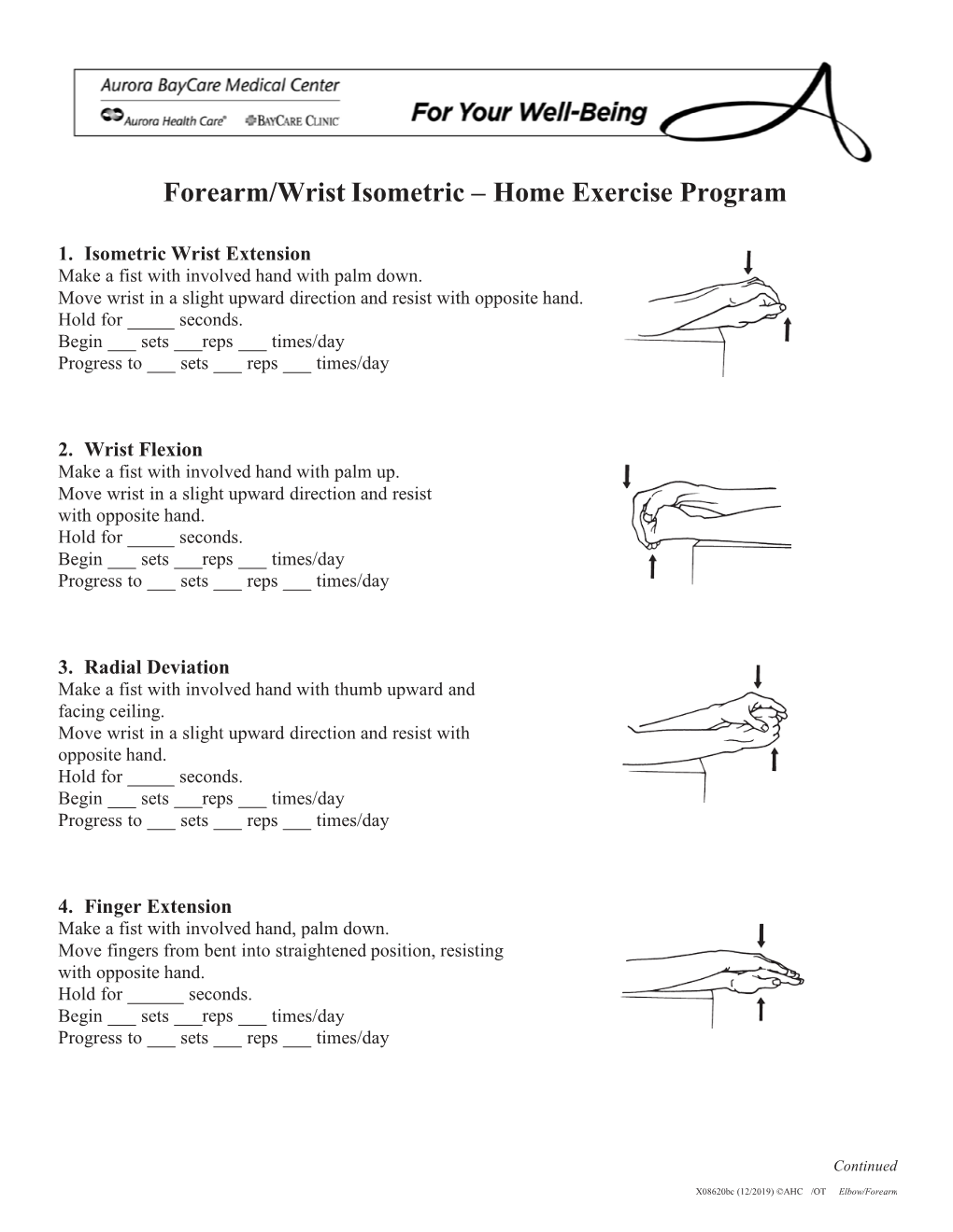 Forearm/Wrist Isometric – Home Exercise Program