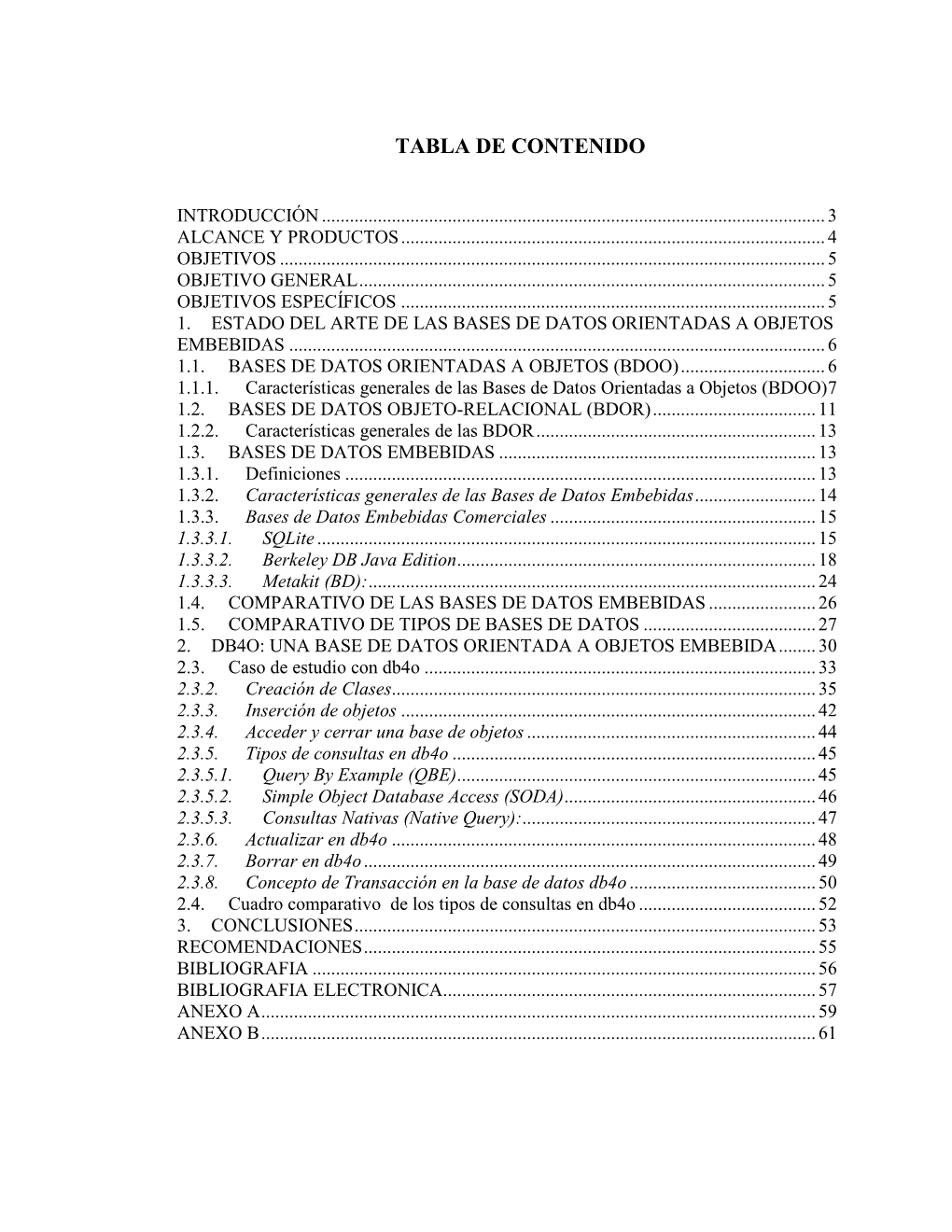 Tabla De Contenido