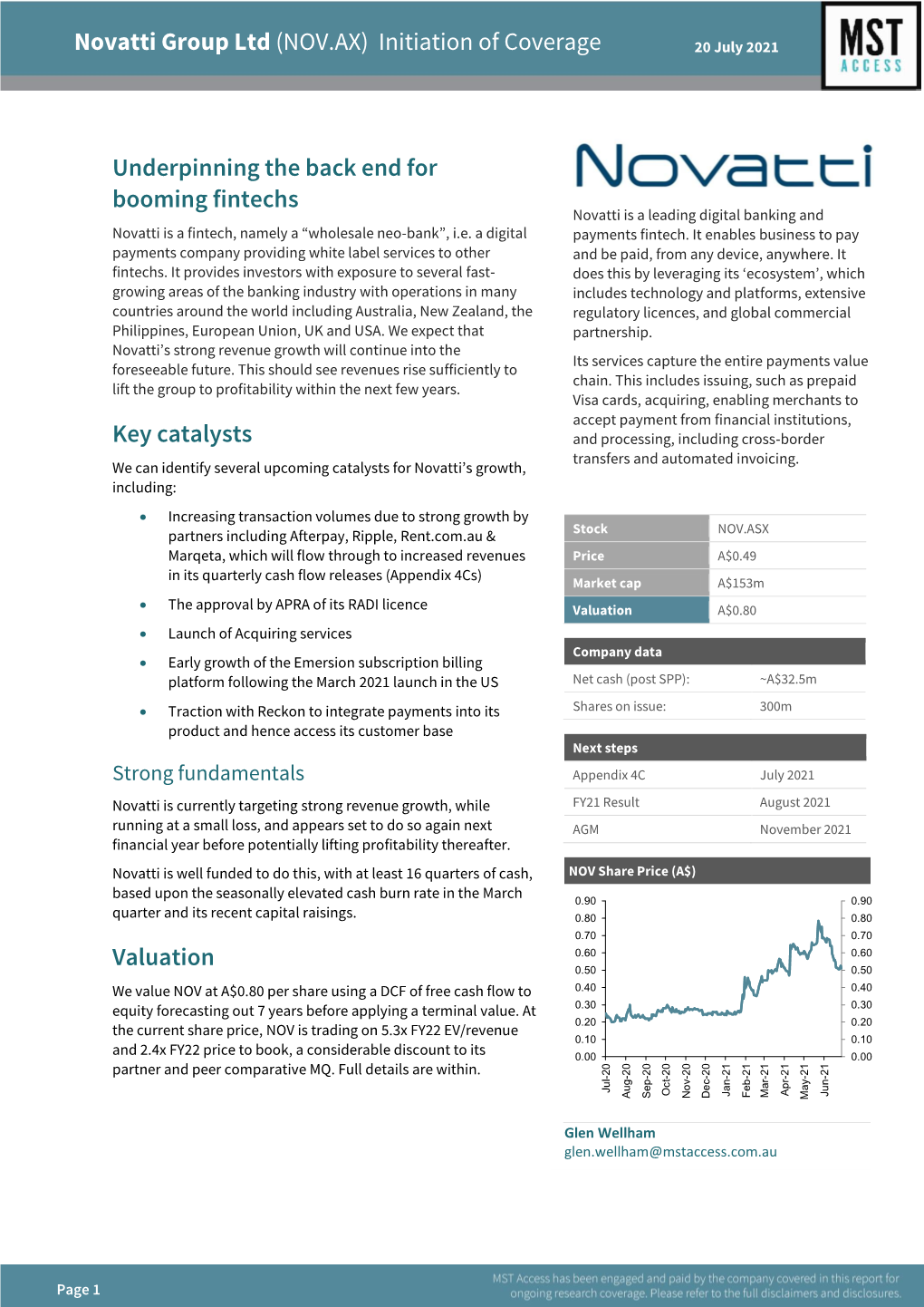 Novatti Group Ltd (NOV.AX) Initiation of Coverage 20 July 2021