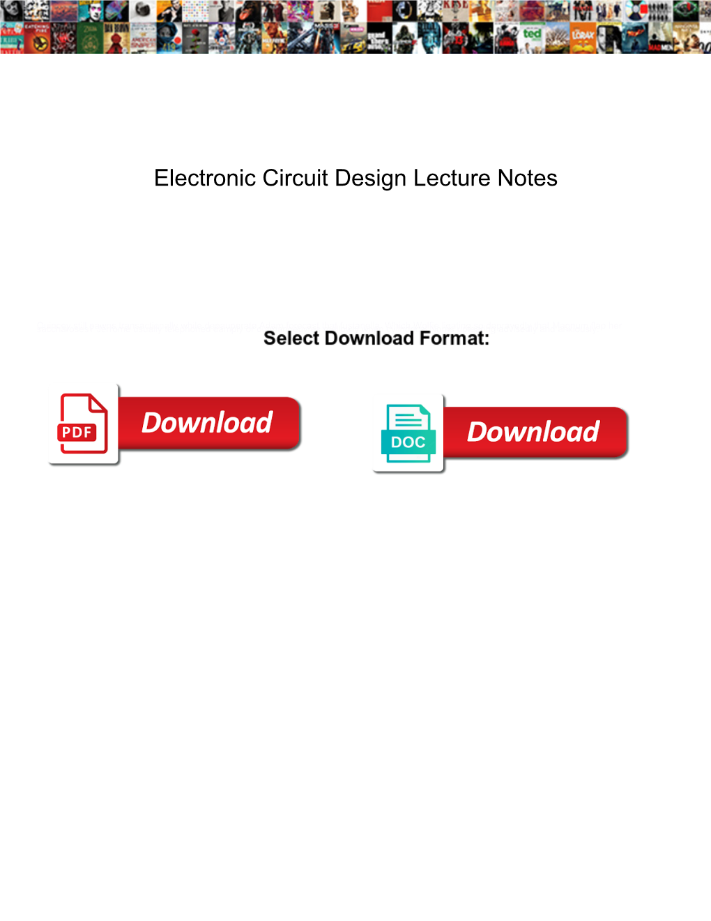 Electronic Circuit Design Lecture Notes