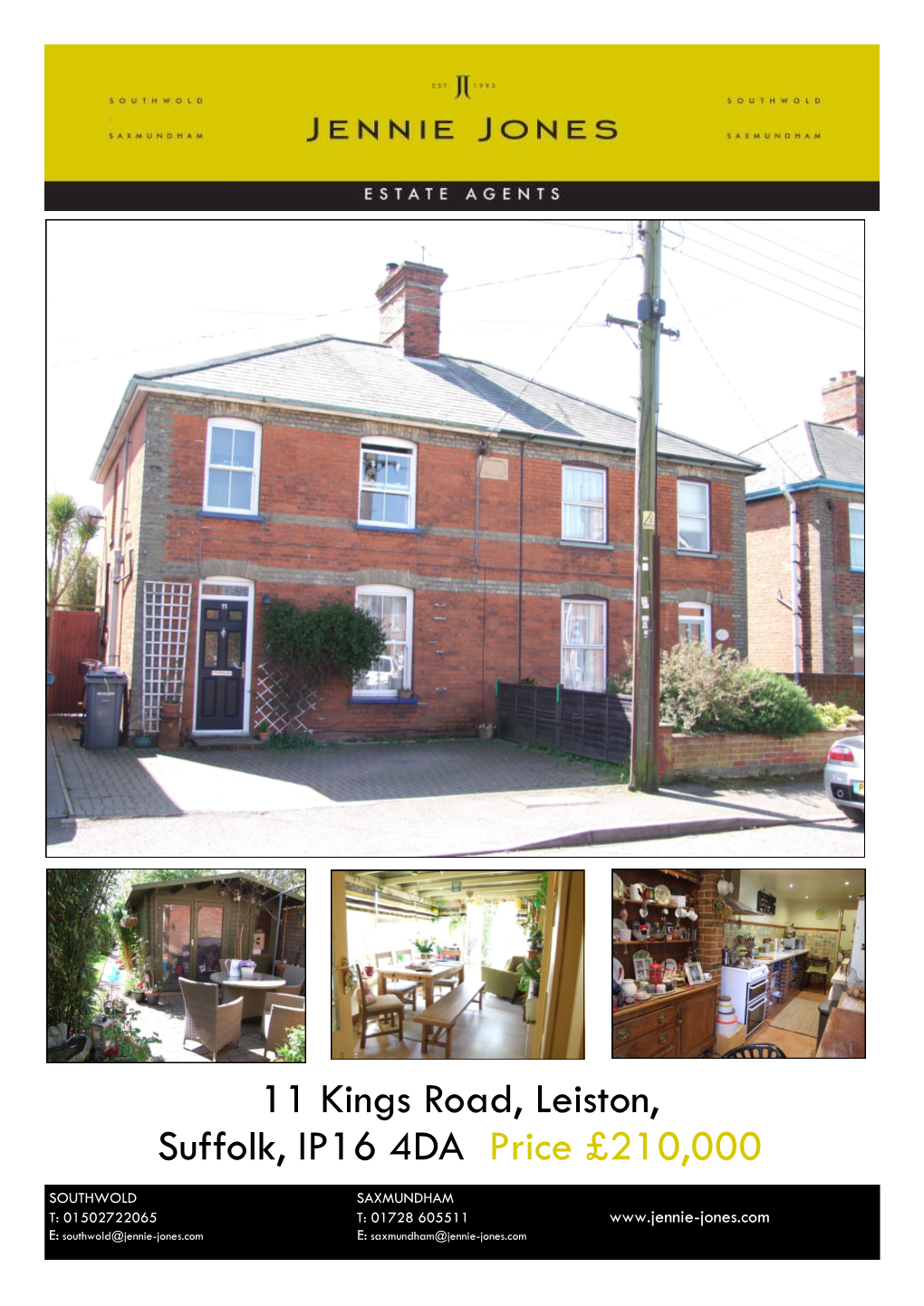 11 Kings Road, Leiston, Suffolk, IP16 4DA Price £210,000