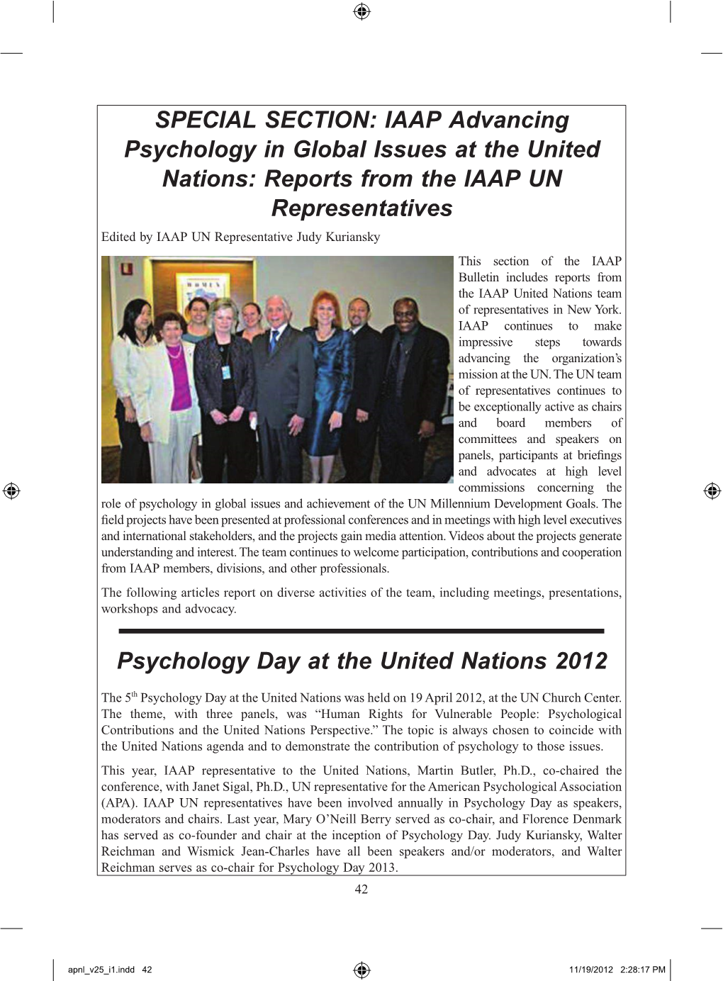 IAAP Advancing Psychology in Global Issues at the United Nations