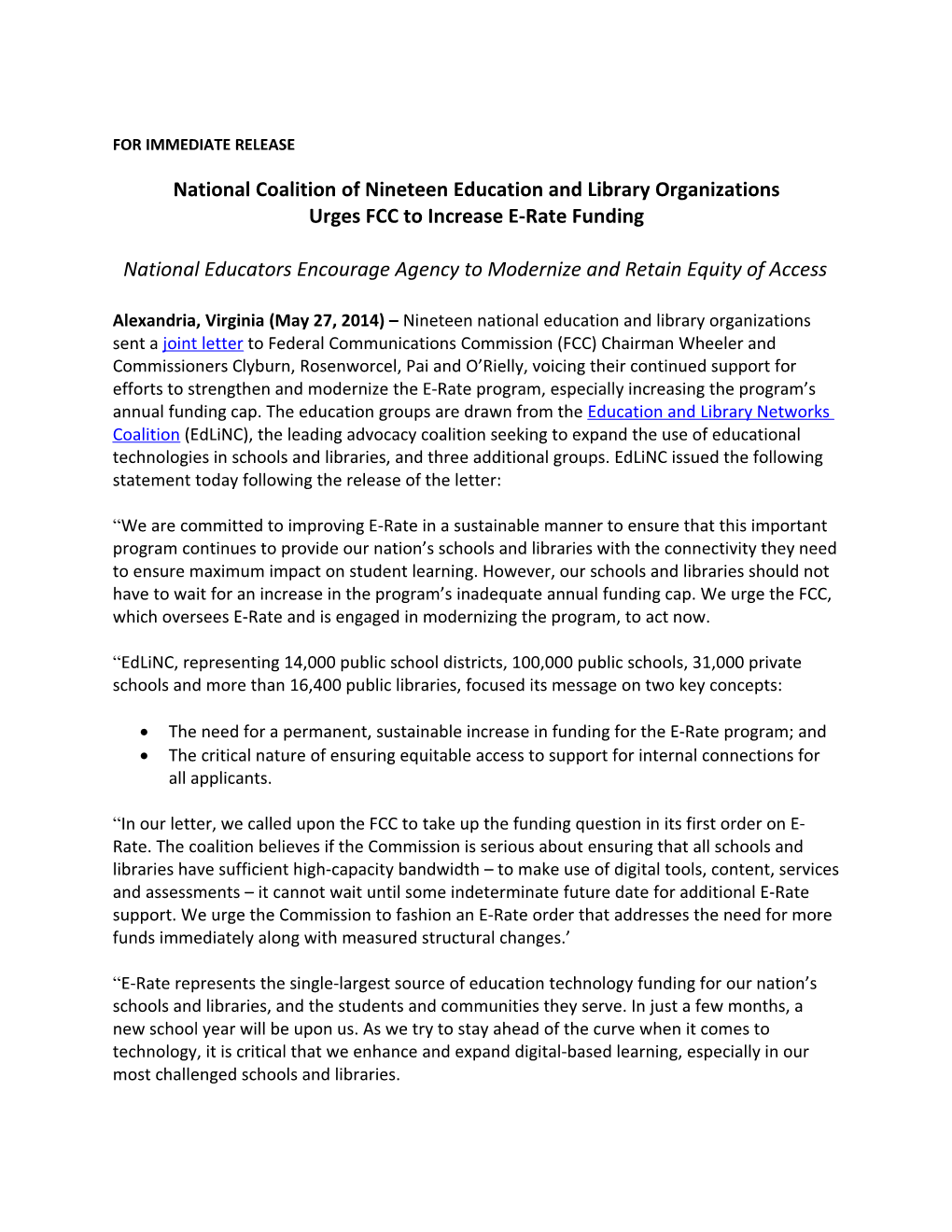 National Coalition of Nineteen Education and Library Organizations