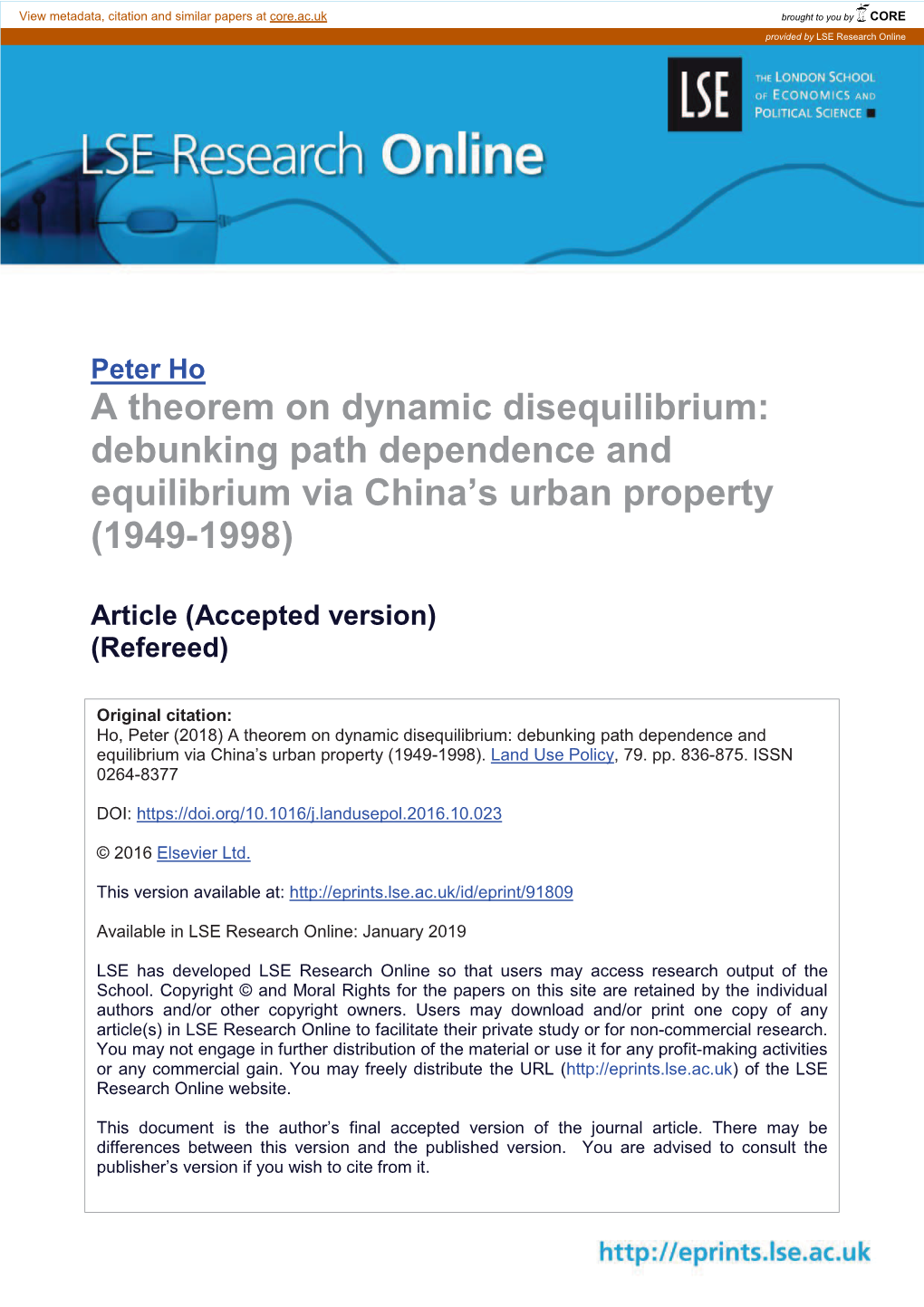 Debunking Path Dependence and Equilibrium Via China's