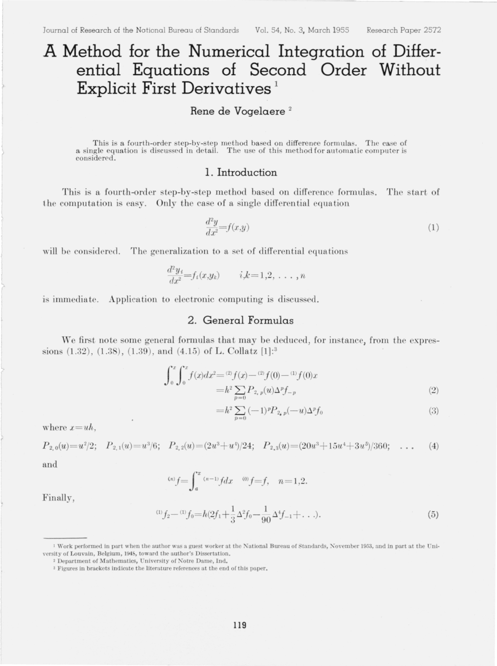 A Method for the Numerical Integration of Differ­ Ential Equations of Second Order Without Explicit First Derivatives 1