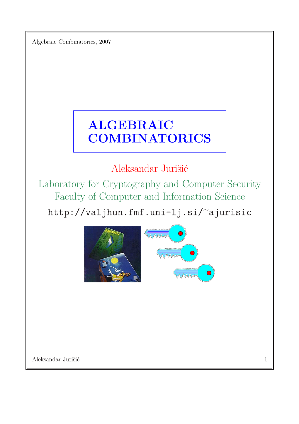 Algebraic Combinatorics, 2007