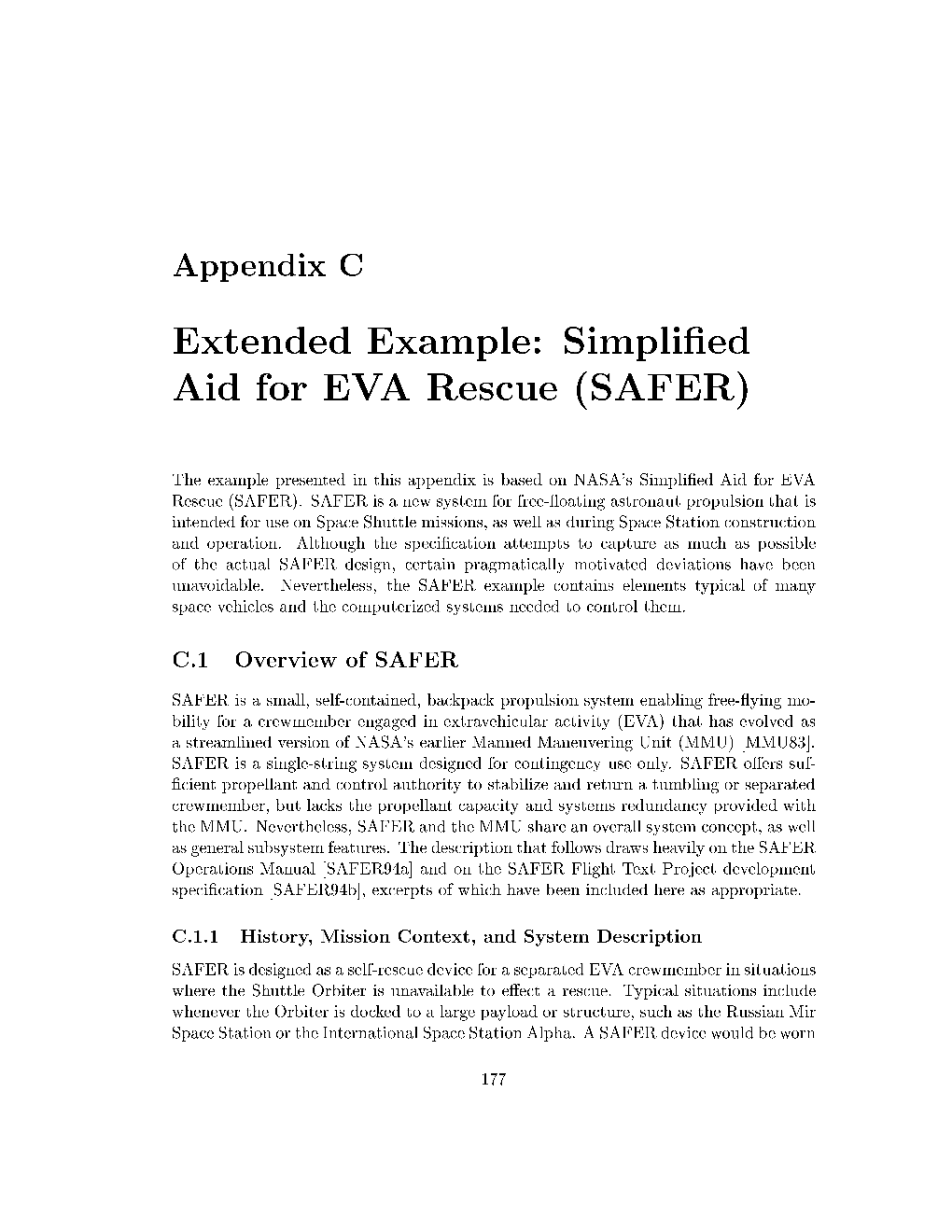 Extended Example: Simpli Ed Aid for EVA Rescue (SAFER)