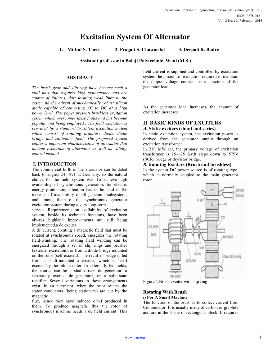 Excitation System of Alternator