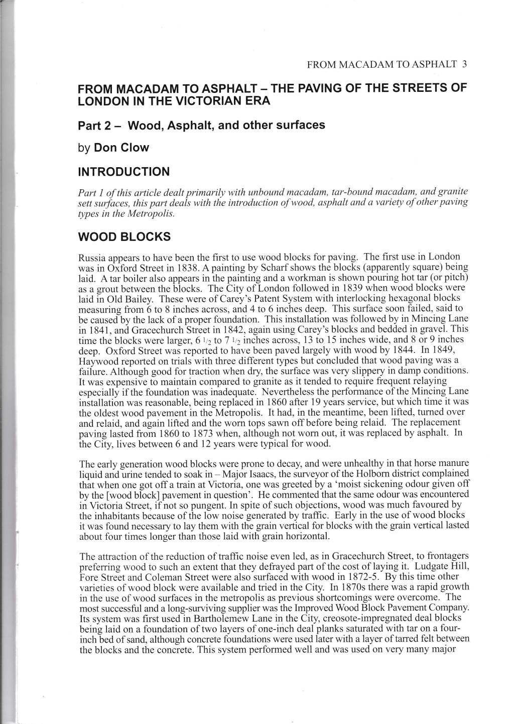 Part 2 - Wood, Asphalt, and Other Surfaces by Don Clow