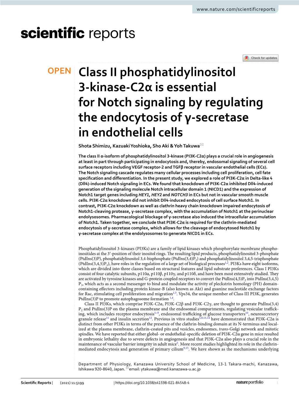 Class II Phosphatidylinositol 3-Kinase-C2α Is Essential for Notch