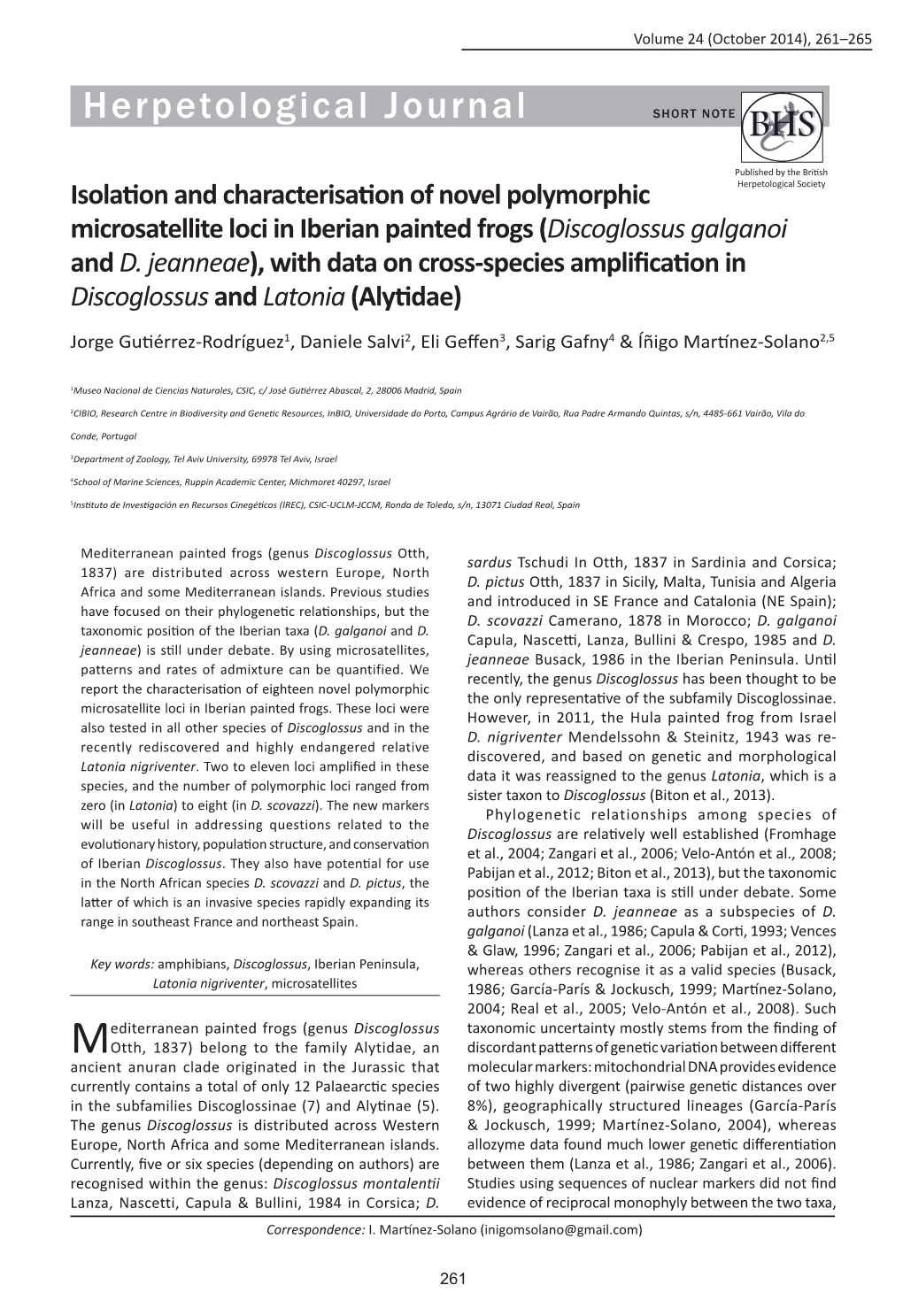 Isolation and Characterisation of Novel Polymorphic Microsatellite Loci In