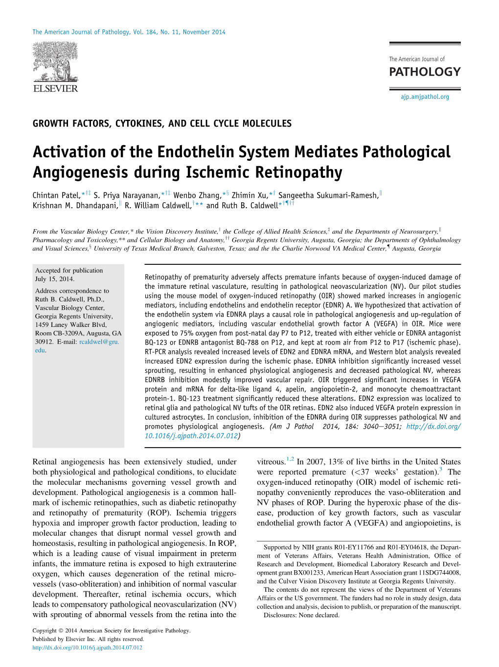 Activation of the Endothelin System Mediates Pathological Angiogenesis During Ischemic Retinopathy