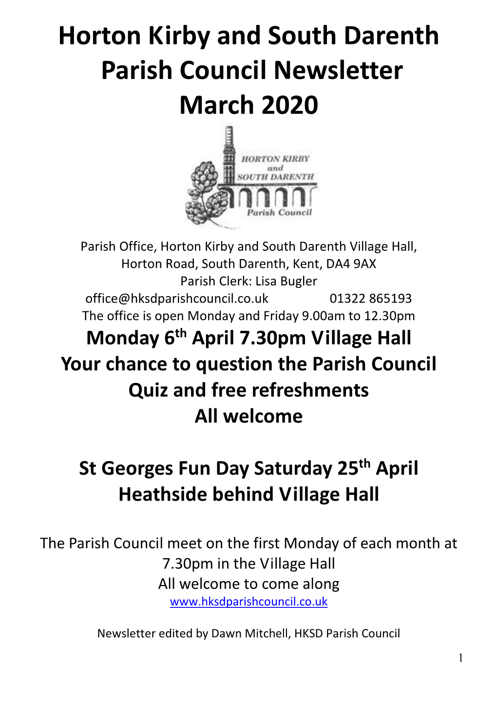 Horton Kirby and South Darenth Parish Council Newsletter March 2020