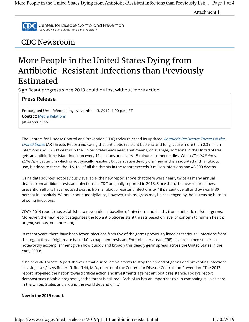 People in the United States Dying from Antibiotic-Resistant Infections Than Previously Esti