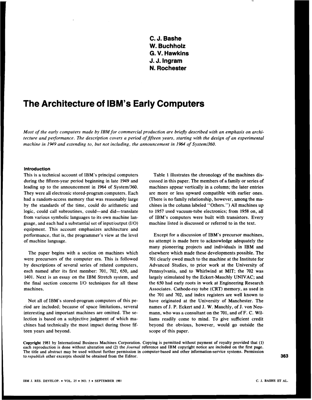 The Architecture of IBM's Early Computers