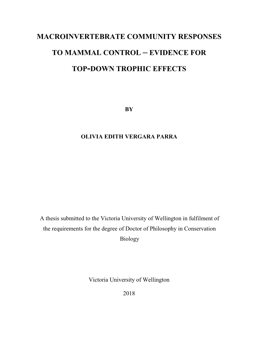 Macroinvertebrate Community Responses to Mammal Control